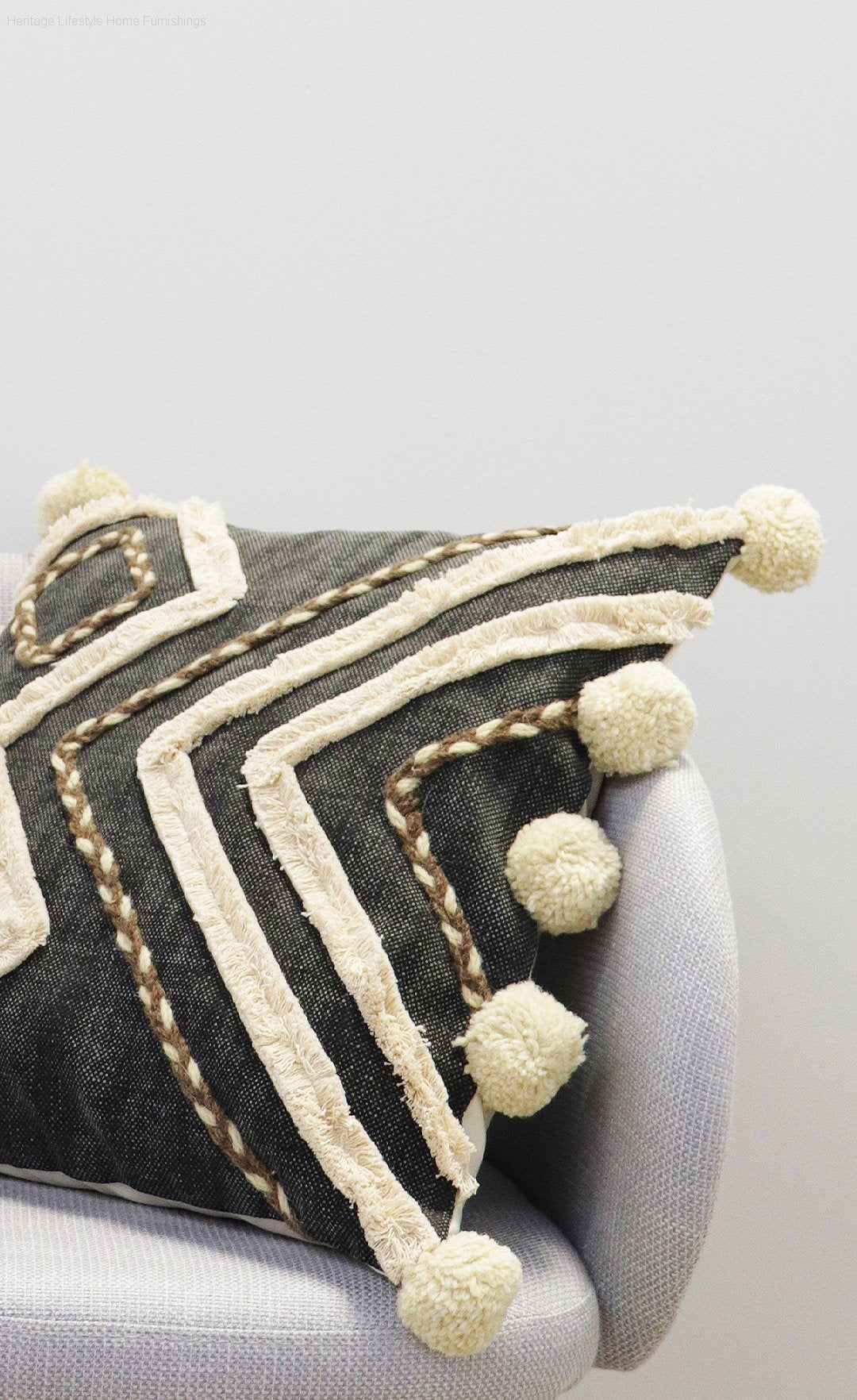 Accessories - Hand-Braided Cotton Pom Pillow