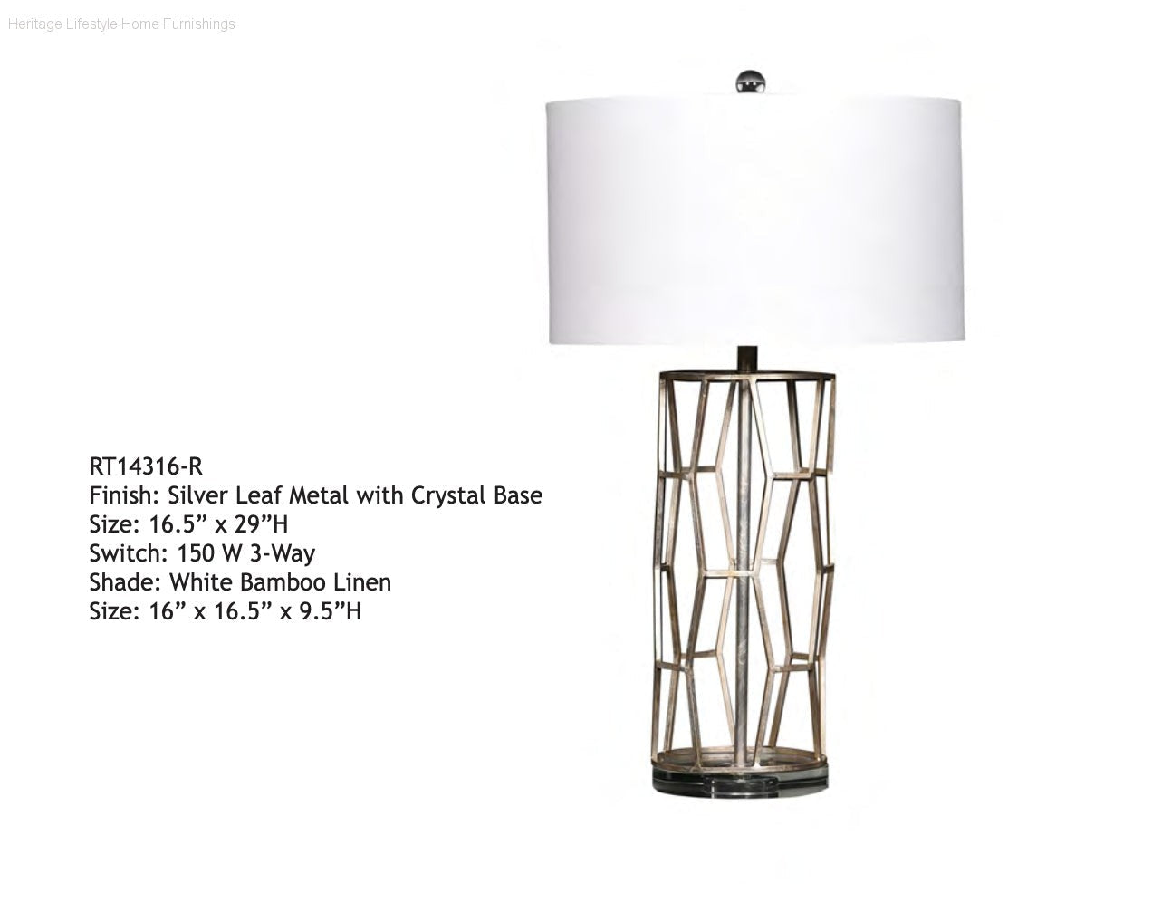 HLHF Silver Leaf Table Lamp (RT14316) Lighting Furniture Store Burlington Ontario Near Me 